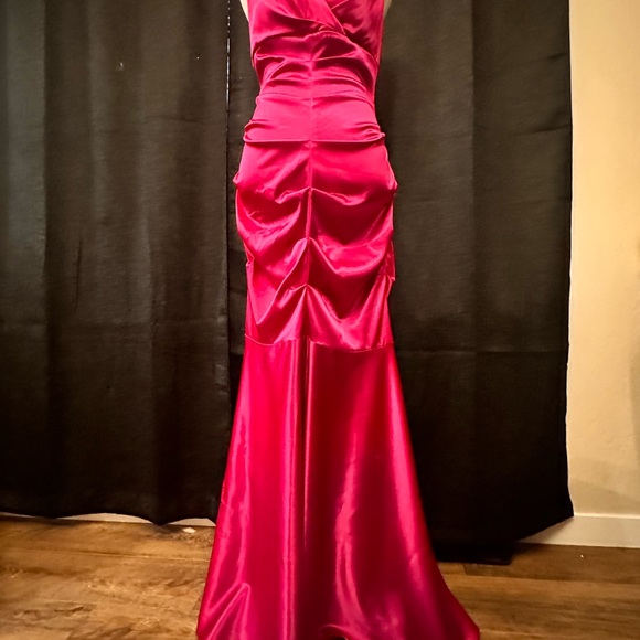 CACHE SATIN PINK MERMAID SEXY FORMAL GOWN Shaping Slimming Prom dress - Picture 9 of 13